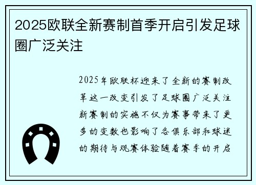 2025欧联全新赛制首季开启引发足球圈广泛关注 2025欧联全新赛制首季开启引发足球圈广泛关注